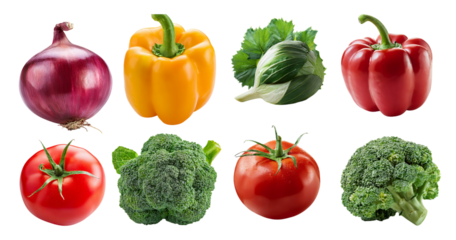 Fresh Organic Vegetables Variety for Healthy Meal Preparation, isolated on transparent background