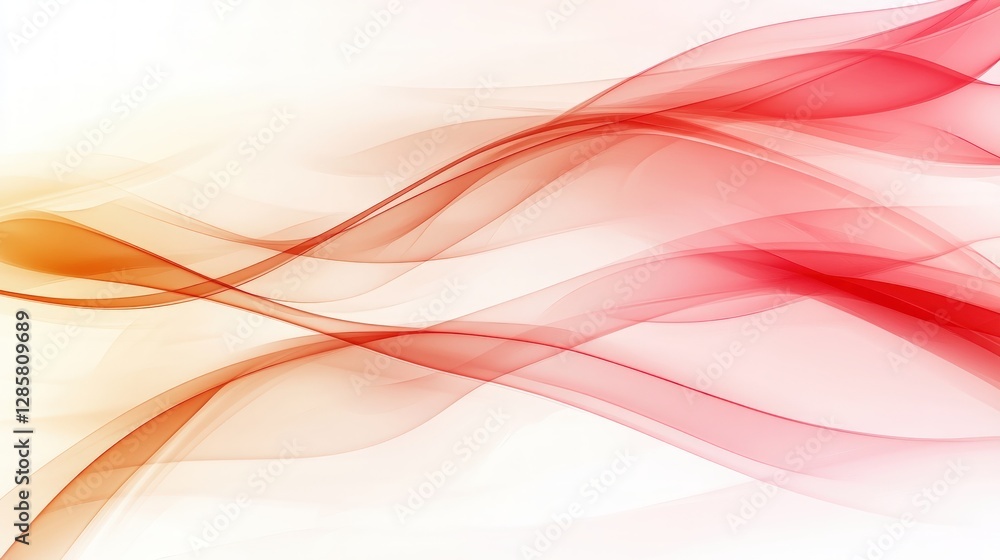 Poster Abstract Flowing Waves in Red and Orange Tones on a Light Background