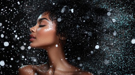 Hair dryer concept. Enchanting Frozen Gaze A Mystical Winter Beauty Portrait