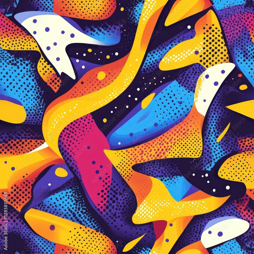 Poster Colorful Abstract Background with Vibrant Shapes and Patterns