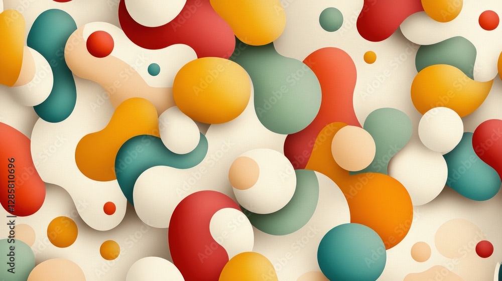 Poster Colorful Abstract Shapes and Forms on a Light Background