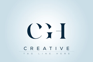 CGH abstract letter logo design. This logo is designed by three abstract letters. 