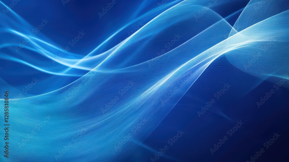 Poster abstract blue waves and smooth flowing lines, blue background with lines
