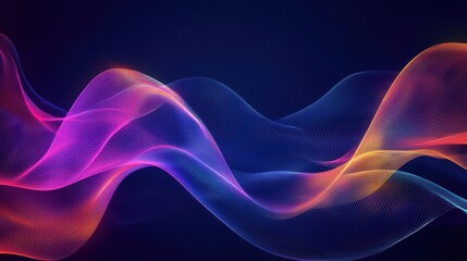 Fototapeta premium curved wavy lines tech futuristic motion background. dynamic abstract line waving loop line. Metaverse Abstract Seamless wave abstract lines stream