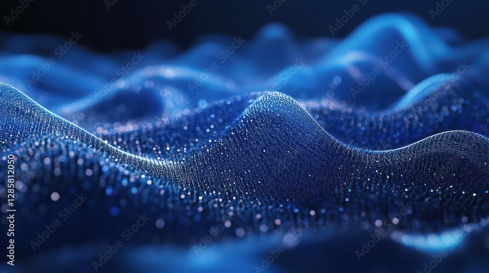 Poster spherical equalizer for music. round sound wave of particles. musical abstract blue background. 3d r