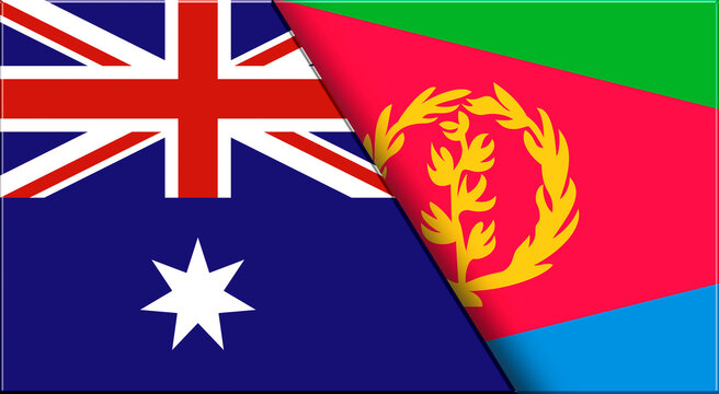 Flags of Australia and Eritrea. Australian and Eritrean National flas on Fabric