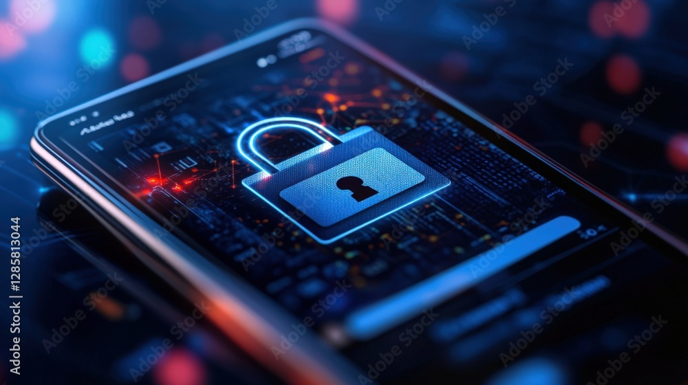 Poster cybersecurity awareness protecting your data digital landscape technology infographic modern environ