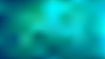 Fototapeta premium Abstract gradient background with blur spots of dark turquoise, teal and blue colors. Blurred underwater surface, view from under water. Vector horizontal HD template, empty banner back design.