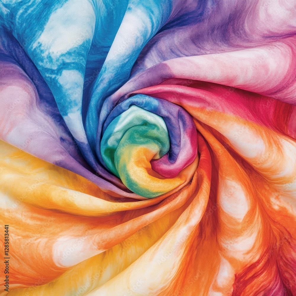 Poster vibrant swirling fabric with colorful patterns and soft texture
