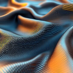 Vibrant Blue and Orange Textile Fabric Close-Up with Texture Patterns