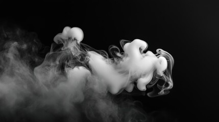 Ethereal smoke swirls studio setting abstract photography dark background close-up view visual art concept