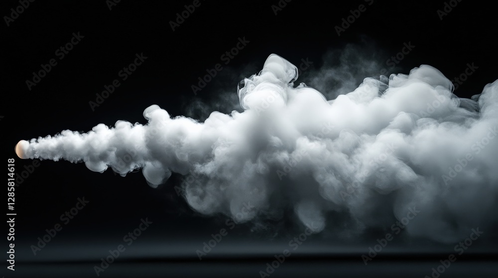 Poster dynamic smoke trail studio setting abstract visual dark environment side view motion concept