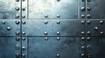 Fototapeta premium Close-up of riveted metal plates, showing texture and detail.