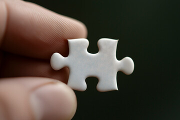 Obraz premium Hand holding a single jigsaw puzzle piece