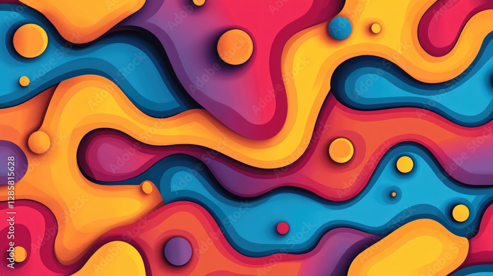 Aufkleber vibrant abstract fluid shapes in bold colors creating dynamic background
