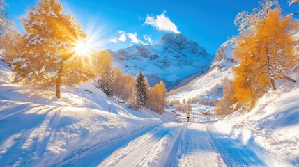 Obraz premium Snowy Mountain Road