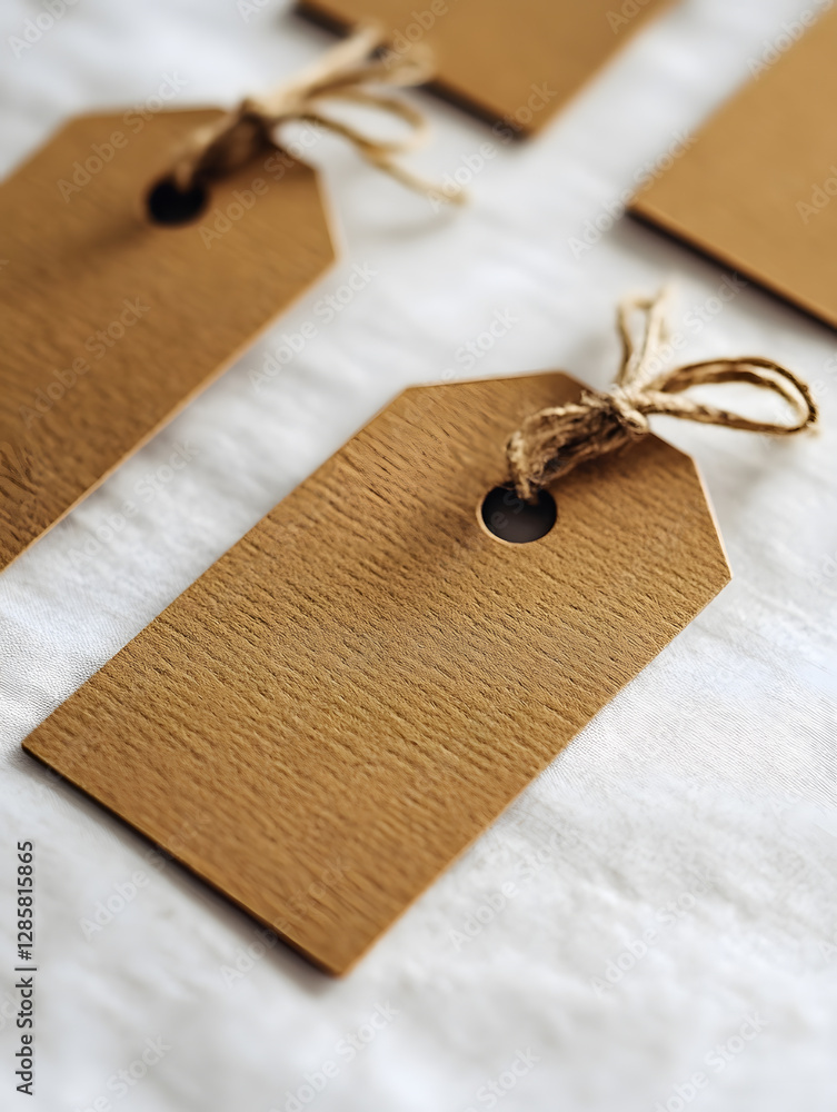 Poster eco-friendly brown kraft paper tags with string for labeling and gift wrapping solutions : generativ