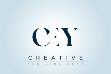 CEY abstract letter logo design. This logo is designed by three abstract letters. 