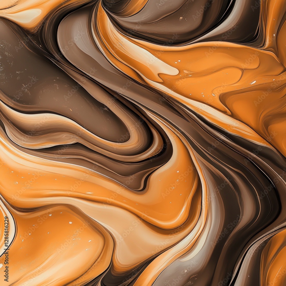 Fototapete Abstract Swirls of Brown and Orange with Smooth Flowing Patterns