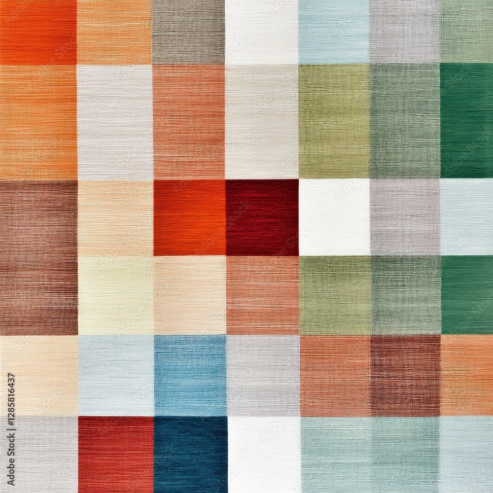 Poster colorful abstract textile pattern with squares and vivid hues