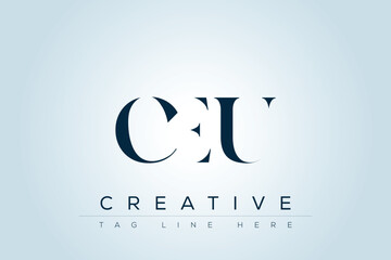CEU abstract letter logo design. This logo is designed by three abstract letters. 