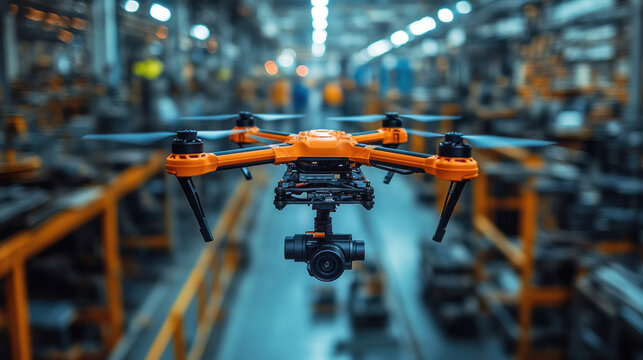 A drone-assisted industrial inspection being conducted by high-tech factory workers - Powered by Adobe