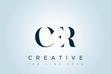 CER abstract letter logo design. This logo is designed by three abstract letters. 