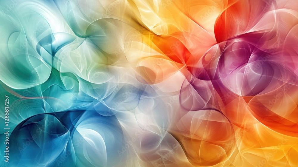 Poster Colorful Abstract Background with Flowing Shapes and Soft Gradients