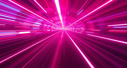 Neon light speed tunnel background. Streaks of pink and blue racing through a futuristic void