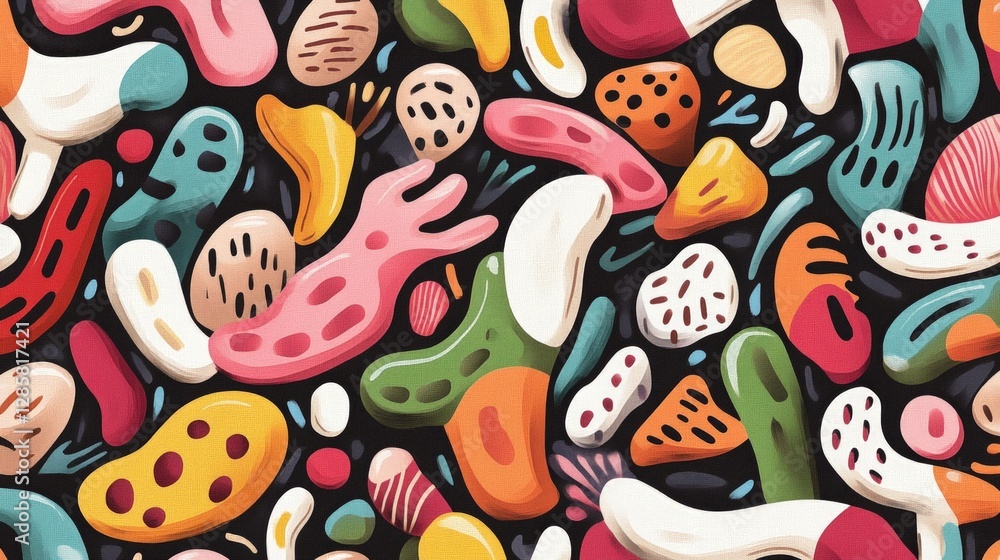 Aufkleber colorful abstract pattern of organic shapes and fluid forms