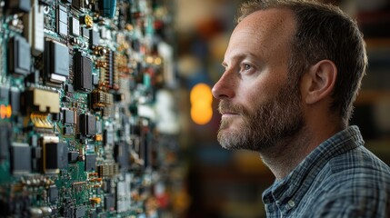 Profile View of an Artist Contemplating His Craft While Creating Intricate Sculptures from Unusual Materials in an Inspiring Workspace