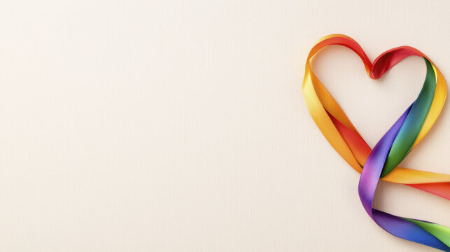 colorful ribbon forms heart shape, symbolizing love and diversity