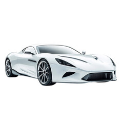White High Performance Sports Car Isolated on Transparent Background