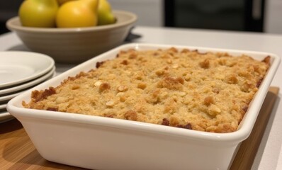Delicious homemade apple crumble dessert