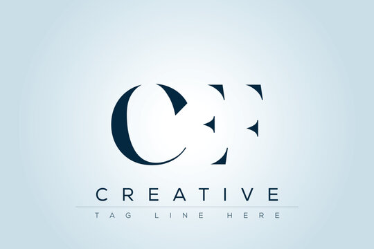 CEF abstract letter logo design. This logo is designed by three abstract letters. 