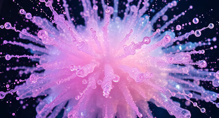 Liquid crystal explosion background. Splashes of iridescent hues frozen mid-motion