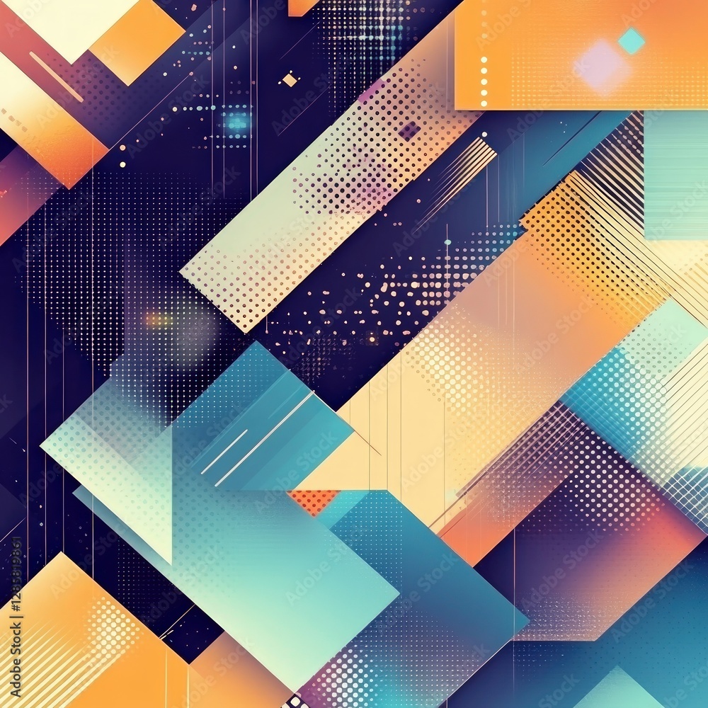 Poster colorful geometric pattern with abstract shapes and textures