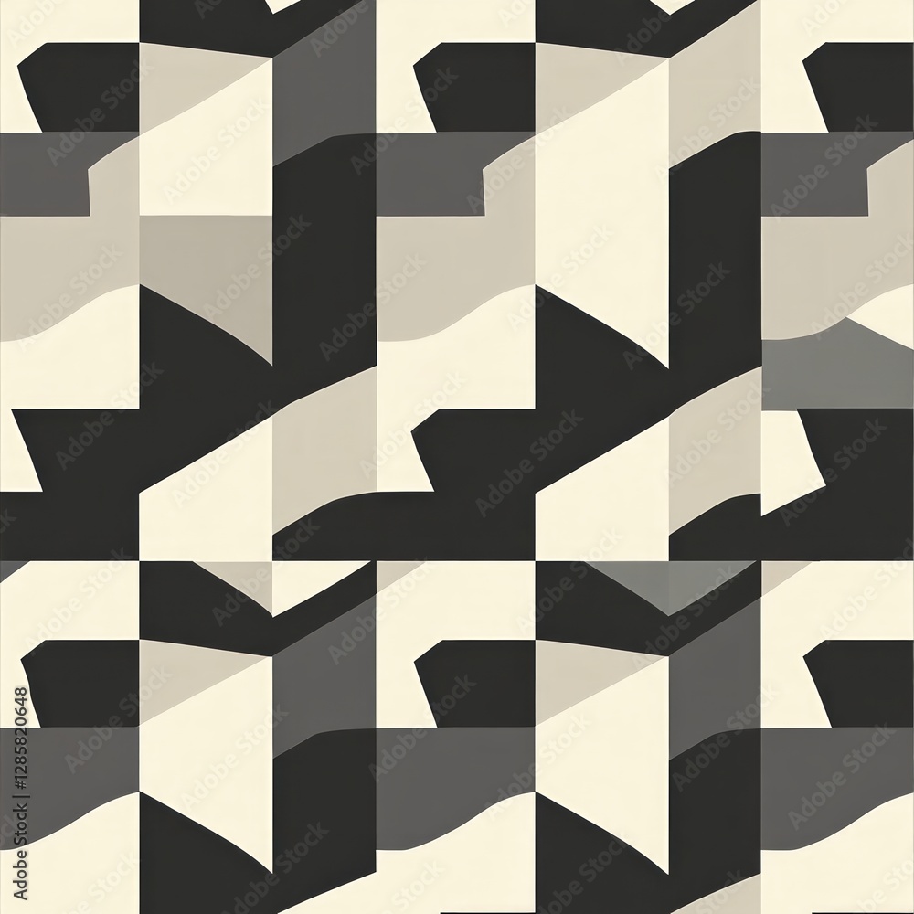 Poster Abstract Geometric Pattern with Neutral Colors and Unique Shapes
