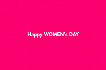 Deep pink background Women's Day card with white all caps text