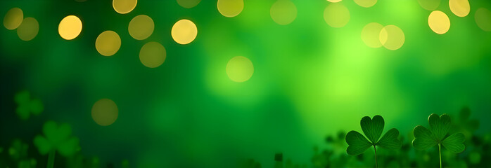Obraz premium Happy saint patpick's day background. A captivating green background displaying shimmering lights combined with a gorgeous bokeh effect, creating depth