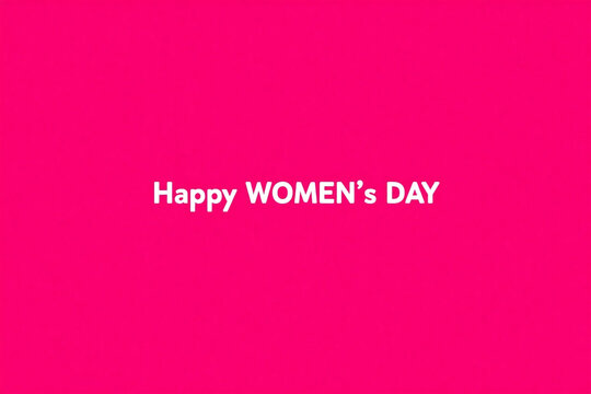 Deep pink background Women's Day card with white all caps text