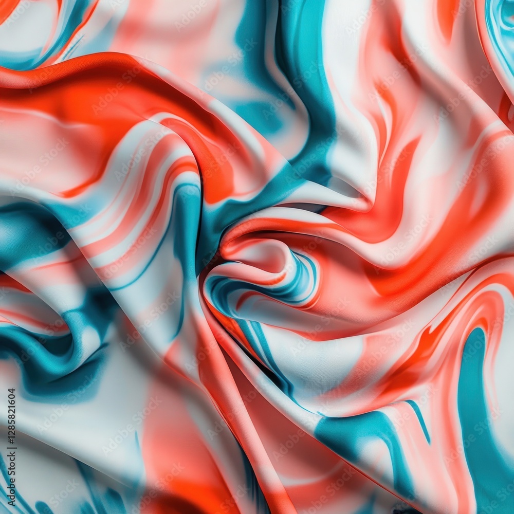 Aufkleber abstract silk fabric with colorful swirls in blue and red tones