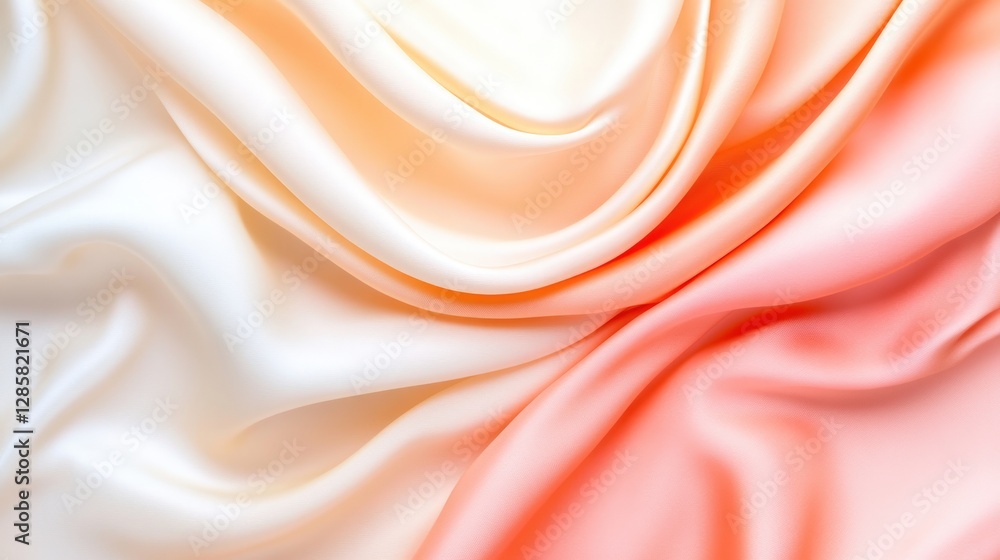 Poster smooth elegant satin fabric texture in soft white and peach hues