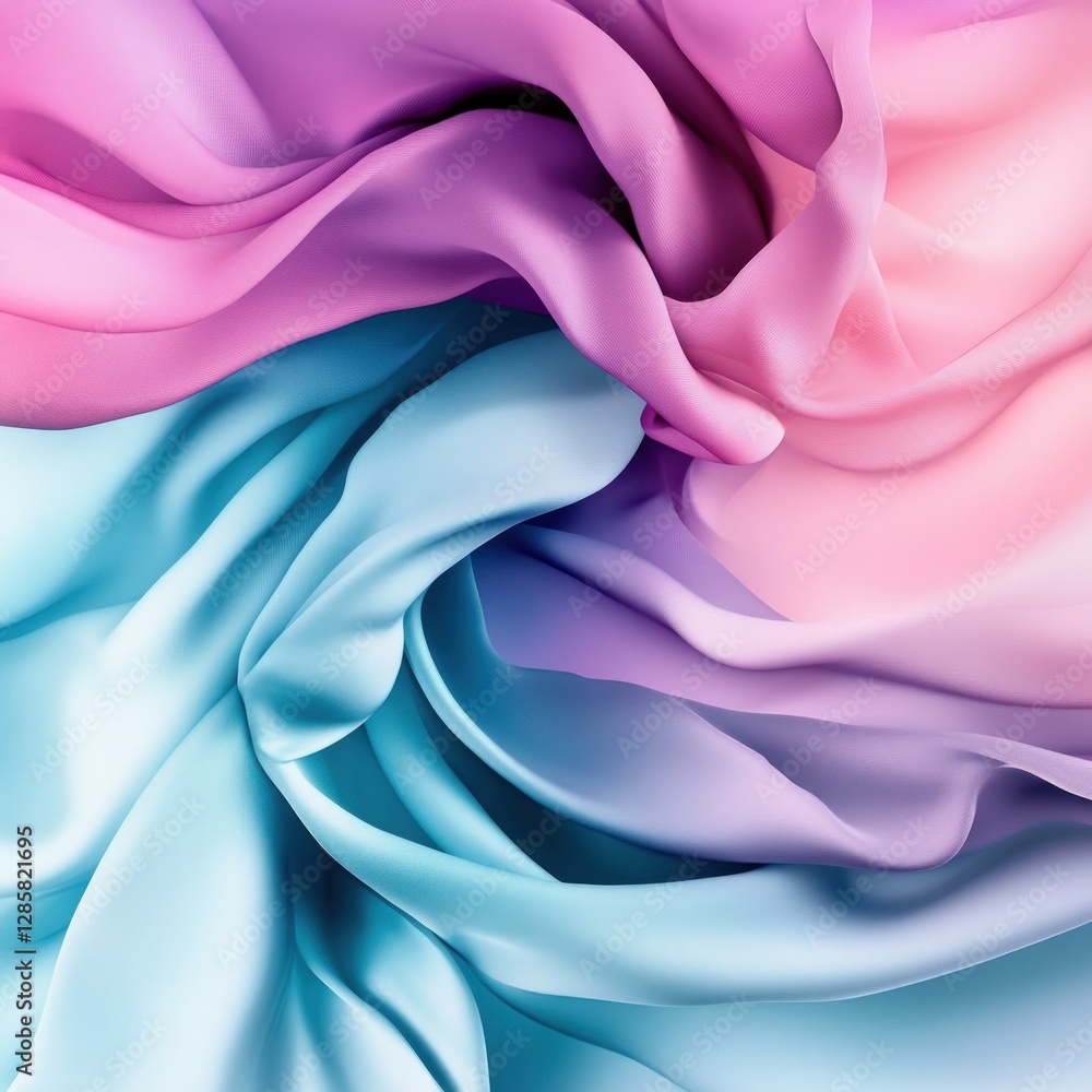 Poster soft flowing fabric in pink and blue tones with delicate texture