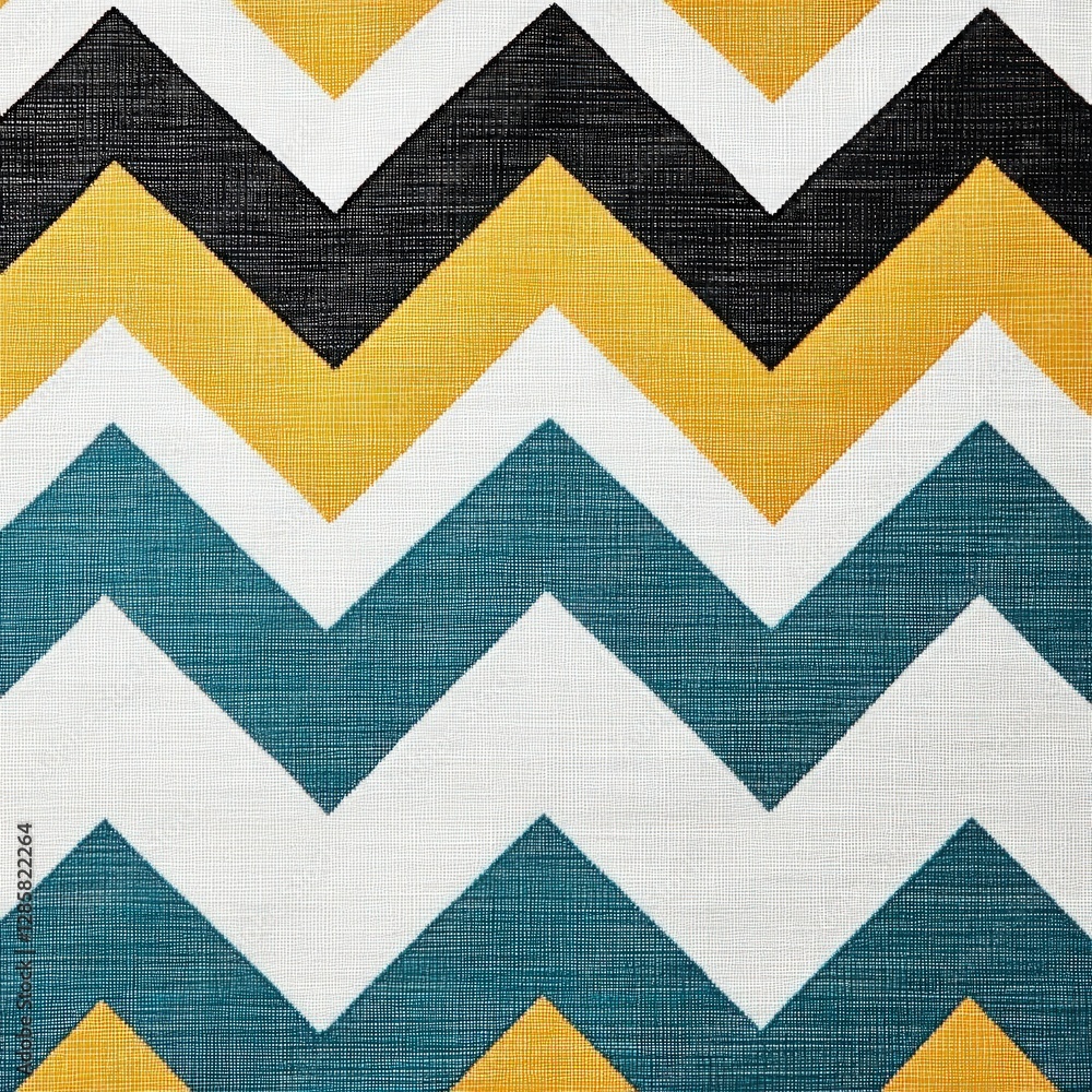 Poster Colorful Chevron Pattern in Bold Geometric Design on Fabric