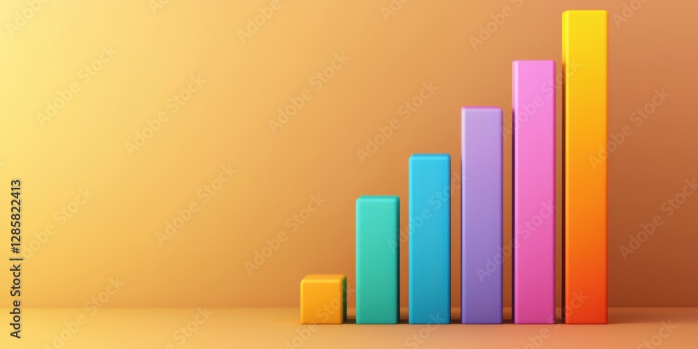 Poster a colorful bar chart illustrates growth trends against a warm gradient background, symbolizing data 