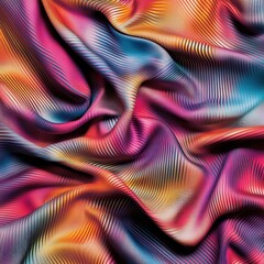 Naklejka premium Vibrant Abstract Fabric Texture with Colorful Wave Patterns