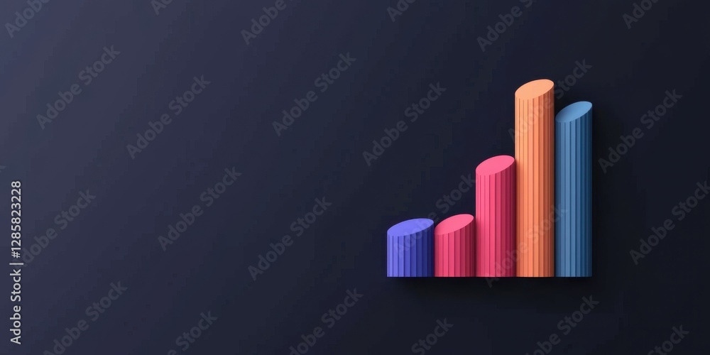 Poster a colorful bar graph on a dark background represents growth and data analysis.