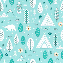 A minimalist Scandinavian abstract design reflecting lagom and hygge. Soft earthy tones, simple Nordic patterns, and natural elements like leaves, waves, and mountains create a sense of balance and co