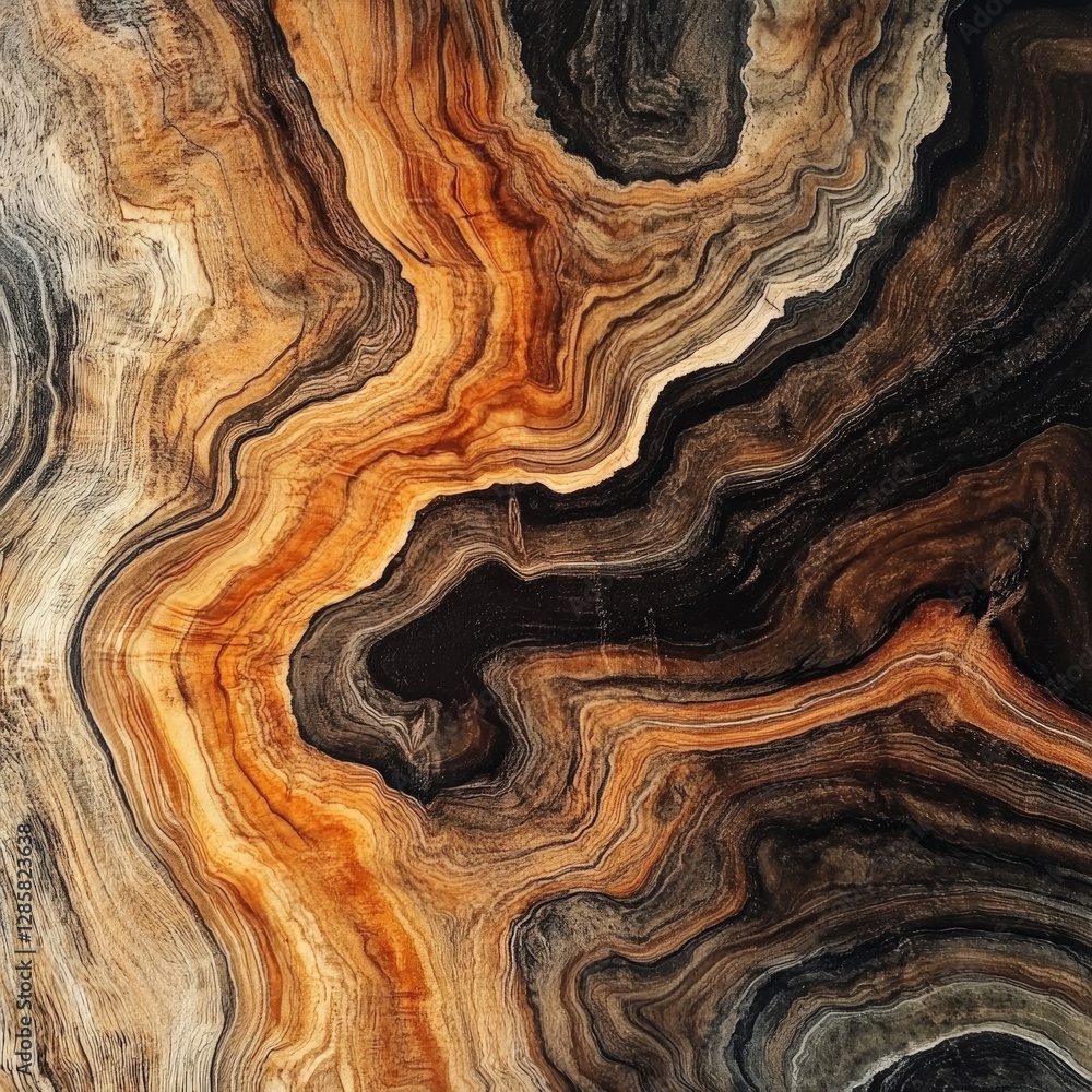 Poster abstract wood grain pattern with rich swirls and layers of color